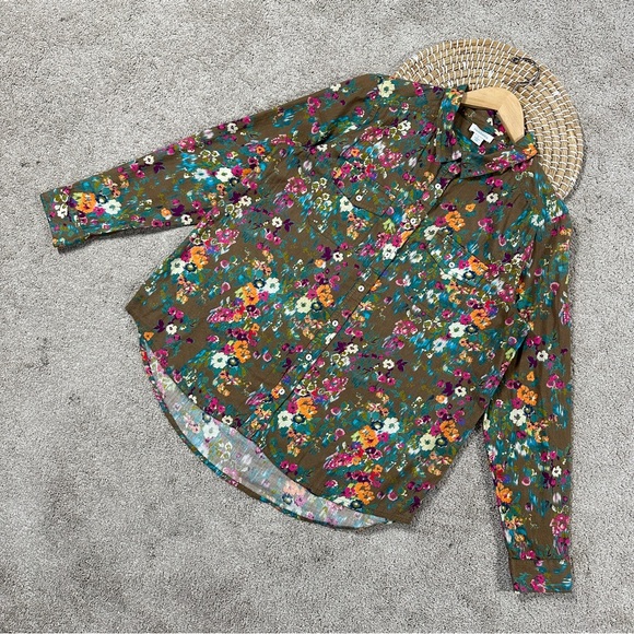 Sundance Women’s Button Up Longsleeve Shirt Floral Multicolor Boho Lightweight L - Picture 3 of 15